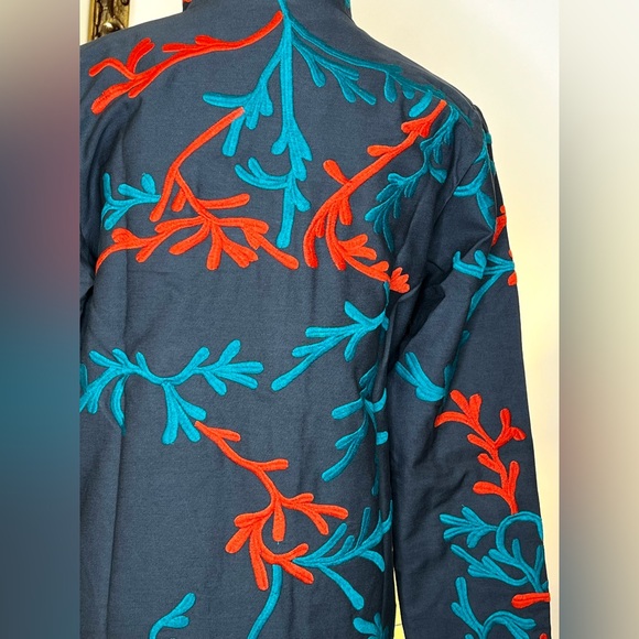 Gretchen Scott Twill Twig Jacket Embroidered Button Front Medium - Picture 7 of 11